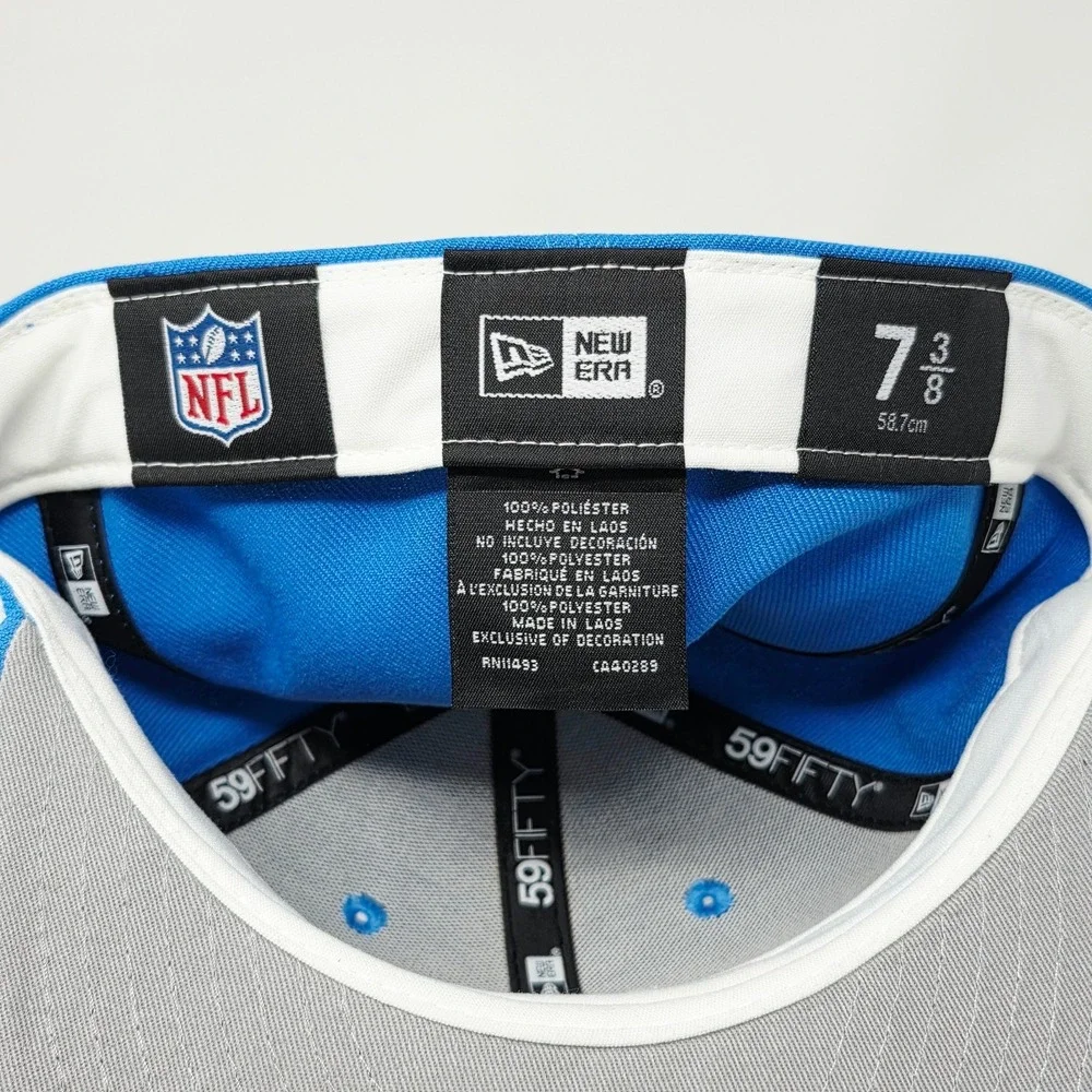 New Era 59FIFTY Detroit Lions Mens Size 7 3/8 Core Classic Logo Blue Hat Cap NFL